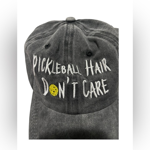 Waldeal Accessories - Women's Pickleball Hair Don't Care Embroidered Cap - Charcoal Gray